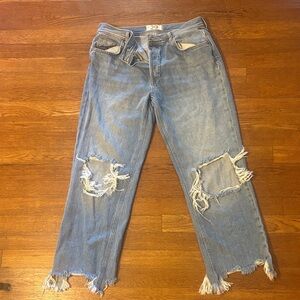 FP Movement by Free People Ripped Boyfriend Jeans - Light Blue